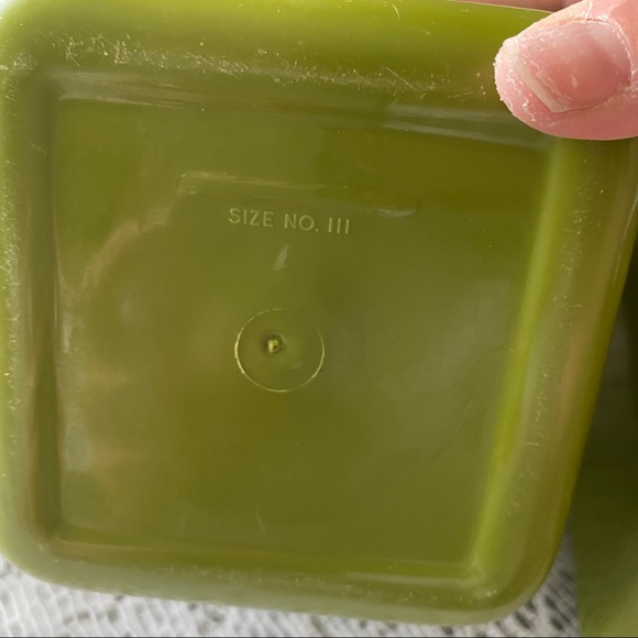 •Vintage• Green Floral Square Canisters; Plastic, Set of 4 - Retro Kitchen - Picture 3 of 15